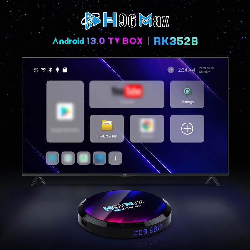 H96Max Android 13.0 Smart TV Box RK3528 Quad-core UHD 4K