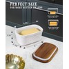 Nucookery Ceramic Butter Dish, Embossed Butter Keeper with Wood Lid