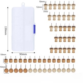 120 Stück Holz Pinnadeln mit Aufbewahrungsbox - 5 Stile Reißzwecken & Pinnwandnadeln für Korkplatte, Pinnwand - Naturholz & Rostfreier Stahl für Büro, Schule, Zuhause