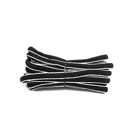 FootGalaxy Oval Laces For Boots And Shoes, 45, Black with White Pipe