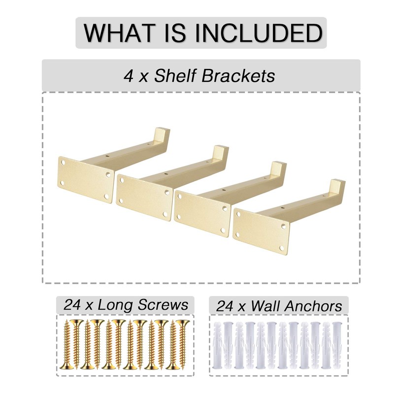 OVOV 4 Pcs Heavy Duty Shelf Brackets 6 inch Industrial