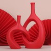 Dark Red Unique Hollow Bud Vases Set of 2,Modern Snuggle