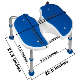 PCP Bath Safety Bench, Foam Padded Non-Slip Top, Hygienic Cutout for Easy Cleaning, Portable Stool
