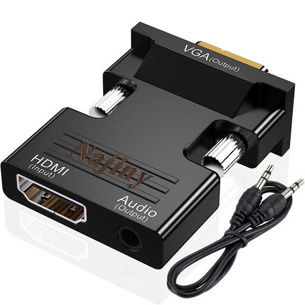Najiny HDMI to VGA Adapter Audio Output 1080P HDMI Female to VGA Male Video Converter Adapter for PC, Laptop, PC, Projector, HDTV, Chromebook, Raspberry Pi, Roku, Xbox and More