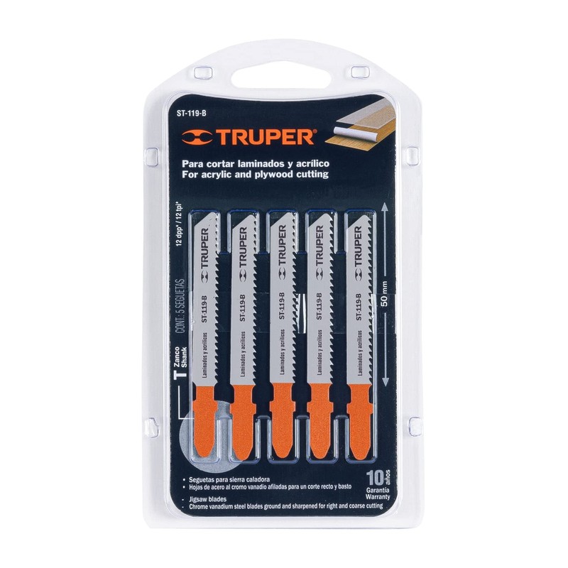 Truper ST-119-B, Segueta zanco T, 12 DPP, cortes rectos madera