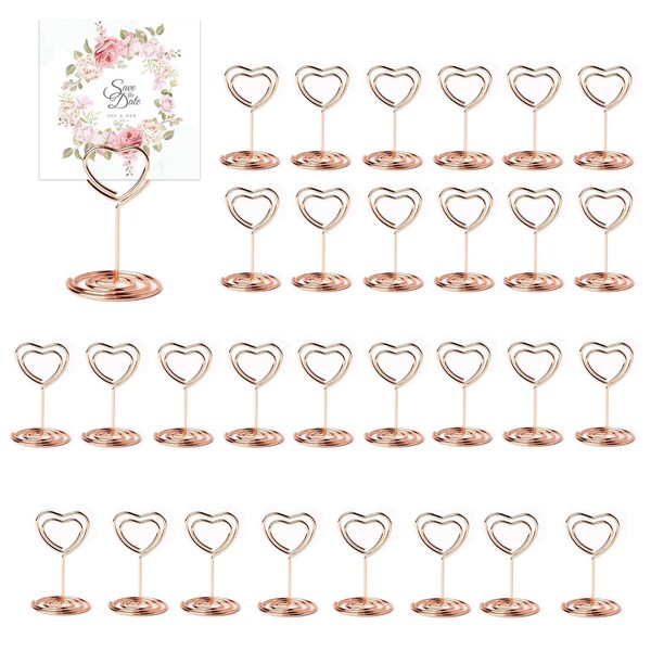 SHUOHONG Pack of 30 Pink Place Card Holders, Photo Holder,