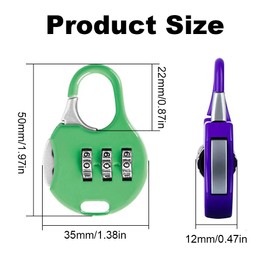 Purple, Colorful 3-Digit Luggage Padlocks, Waterproof Travel Locks for Suitcase Security, Rust-Proof Combination Locks for Bag, Locker