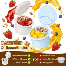 Syntic 32 Oz Glass Overnight Oats Container with Silicone Divider