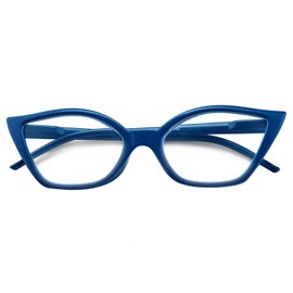 Kodilin Lesebrille für Damen, Anti-Licht, blaues Katzenauge, PC-Brille mit Federscharnier, 1.0 1.5 2.0 2.5 3.0 3.5, blau, Einheitsgröße