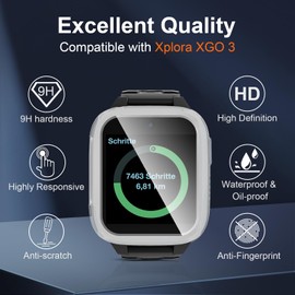 Vanrain Case for Xplora XGO 3, 2 pieces, 360° all-round PC case with protective film, glass bumper, full cover, protective case, black and transparent