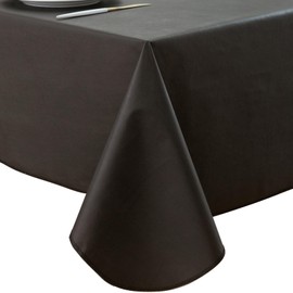 Pioggia Vinyl Tablecloth with Flannel Backing Rectangle Waterproof Oil-Proof Plastic Table Cloth Wipeable PVC Table Cover for Indoor and Outdoor (Beige, 60 x 102 Inch)
