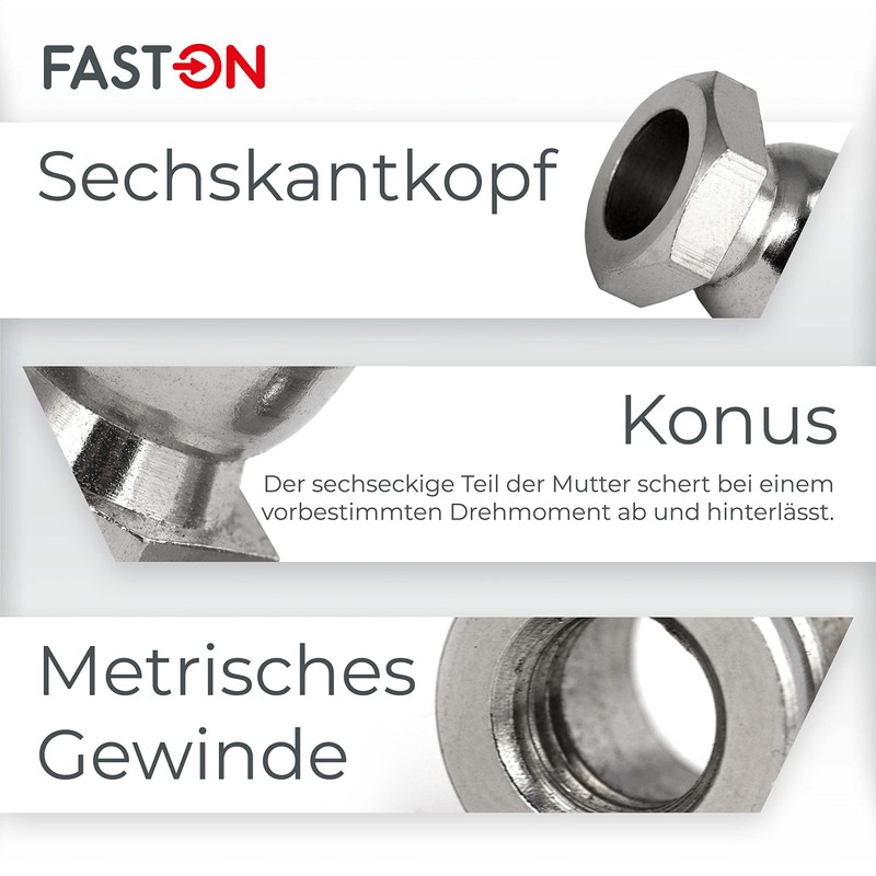 FASTON® Breakaway Nuts M8 Stainless Steel A2 V2A (Pack of