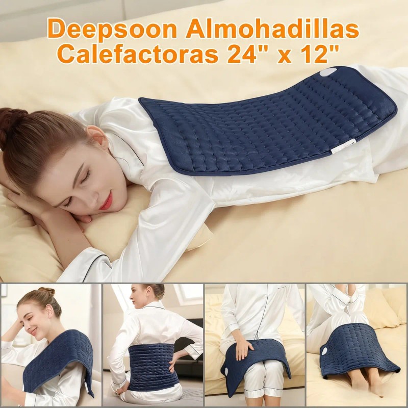Almohadilla Térmica Cojín Eléctrico 10 Niveles Temperatura Color Azul
