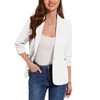 MINTLIMIT Women's White 3/4 Ruched Sleeve Blazer One Button Notch