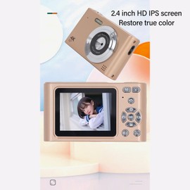 48MP Digital Camera,2.5K HD Dual Camera,Compact Digital Camera16x Zoom Auto Focus Smart Pocket Digital Camera Vlogging Camera for Home Travel (Gold)