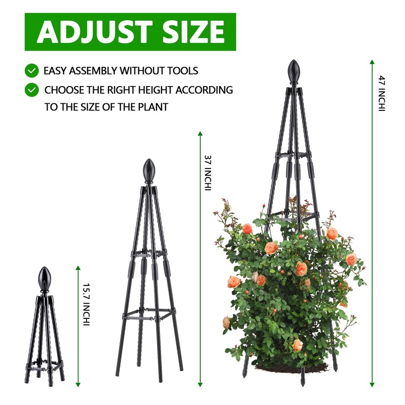 AlisisFores 4 Ft Tower Obelisk Trellis for Potted Climbing Plants,