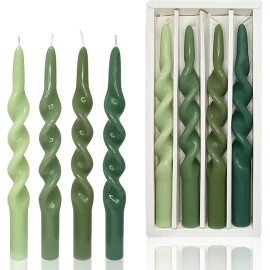Unscented Spiral Tapered Candles 10 inch 4 PCS Gradient Blue Candle for Wedding Home Kitchen Decorationcolor: GREENGRA, size: 10inch