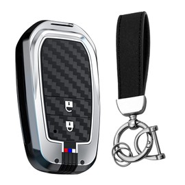 Ysbxitu Key Fob Case for Toyota Key Cover Fits Toyota Yaris Cross Hybrid Corolla RAV4 Camry Prius Auris Fortuner Highlander 2020-2024 Car Lovers Key Cover 2-Button Silver