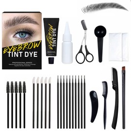 SHEEYOON Eyebrow Dye Kit, Professional Update Formula Brow Eyelash Tint Cream, Natural Semi Permanent Brows Color Long last for 4 weeks (Black), Pack of 1