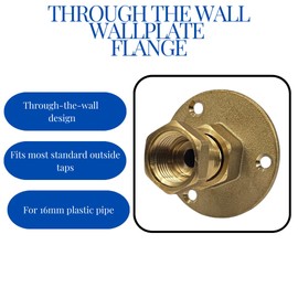 Wärmer System Wallplate PSW Flange Bracket for Outside Tap Universal Adaptor for Use with 16mm Plastic Pipe Through The Wall 1/2 inch BSP Flanged Fitting