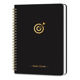 Undated Weekly Planner, Daily To Do List Notebook with Goal & Habit Tracker Organizer, B5 Daily Planner Notebook with Spiral Binding - Black