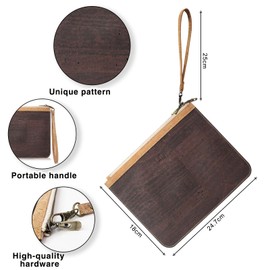 boshiho Cosmetic Bag Cork Small - Vegan Makeup Bag Organiser Makeup Bag for Women, Travel, Shopping (Brown), brown