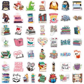 Reading Stickers, 50 PCS I Love Reading Motivational Decals Stickers for Water Bottle Skateboard Guitar Notebook Phone Laptop for Teens, Love Reading Book Positive Theme Stickers