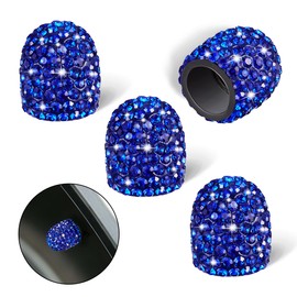 WINKA 4Pcs Bling Car Tire Valve Stem Caps Diamond Bling Dustproof Car Wheel Tire Valve Caps Crystal Decor Universal Shiny Wheel Stem Valve Exterior Accessories for Cars,SUV,Bikes etc (Navy Blue)