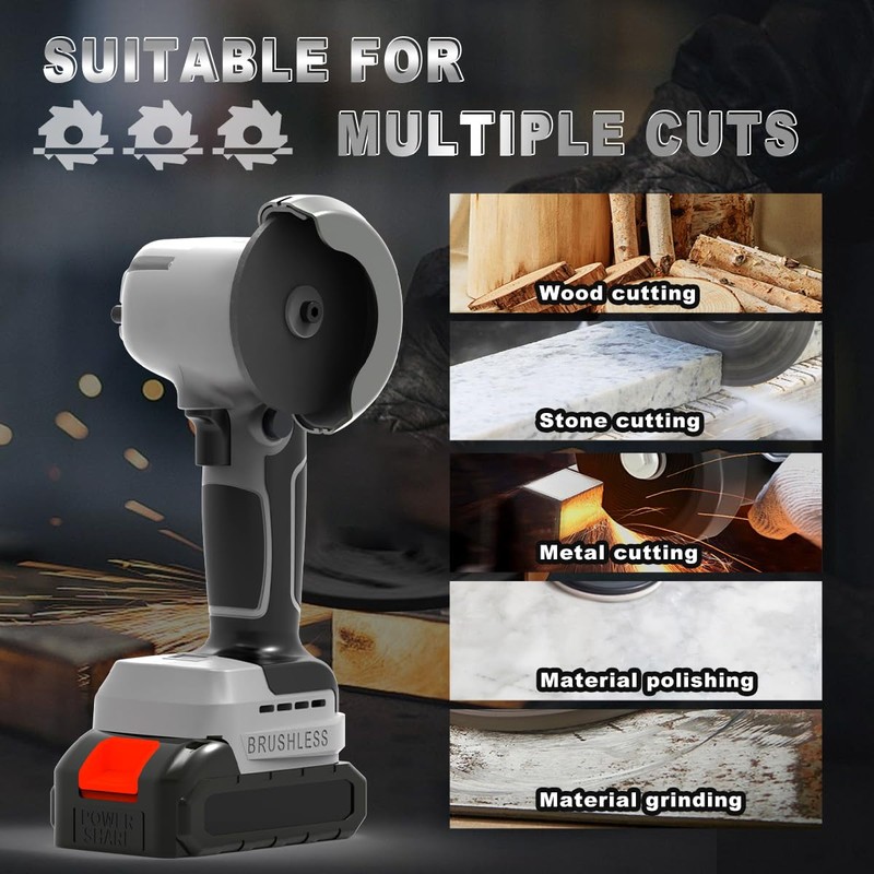 ZFULVO Brushless Cordless Angle Grinder Kit, 28000rpm Mini Electric Angle
