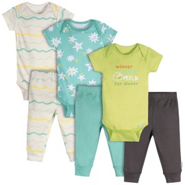 Onesies Brand Unisex Baby 3 Outfit Bundle Mix Match Newborn to 12m Pants Set, Milk Dinner, 3-6M