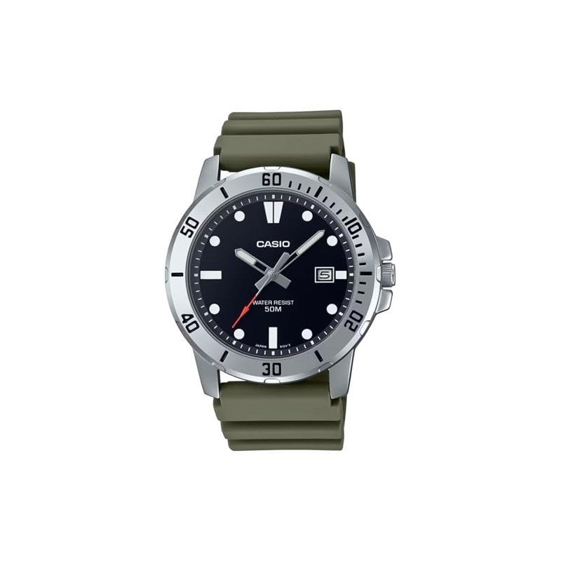 Casio MTP-VD01-1EVUDF Men's Black Dial Watch, multicoloured, Strap.