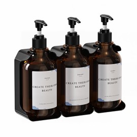 Gugxiom 3 Piezas 500ml Dispensador de Jabon Baño, No Drill Dispensador de Shampoo y acondicionador, para champú acondicionador Manos jabón loción (Bot