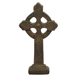 Solid Rock Stoneworks Cross on Base for Garden, Concrete, 16 Inches Tall (Autumn Brown)