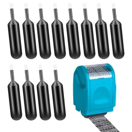 Pence & Moon Collective 12 Pcs Address Blocker Stamp, Identity Theft Protection Roller Stamp, Confidential Roller Stamp, Stamp Roller Ink Replacement (Black)