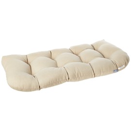 Pillow Perfect Pompeii Solid Indoor/Outdoor Wicker Patio Sofa/Swing Cushion Tufted, Weather and Fade Resistant, 19" x 44", Beige