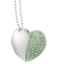 GARRULAX USB Flash Drive, 16GB/32GB/64GB/128GB USB2.0 Heart Shape Memory Stick Date Storage Pendrive Thumb Drives with Chain (32GB,Green Heart)