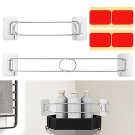 PartyKindom 2 Pcs RV Shower Corner Storage Bar, Corner Shower Shelves for Bathroom, RV Organization And Storage, Adjustable Fixing Corner Storage Rod