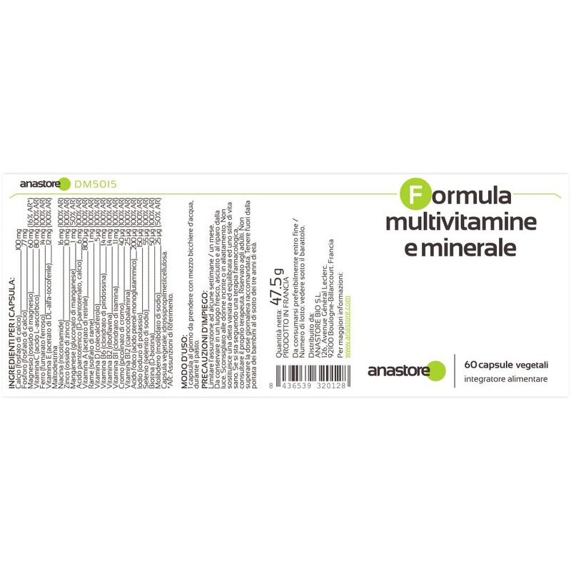 Multivitamin Formula 750 mg / 60 Capsules Iron, Magnesium, Zinc,