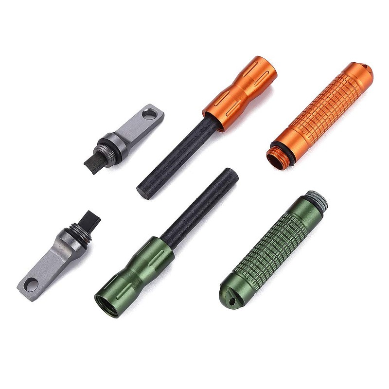 DOSMAMZ 2PCS Compact Fire Starter with Scraper Striker, Replaceable Threaded