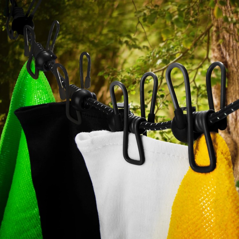 com-four® 2 x Travel Washing Line, 180-350 cm per Line,