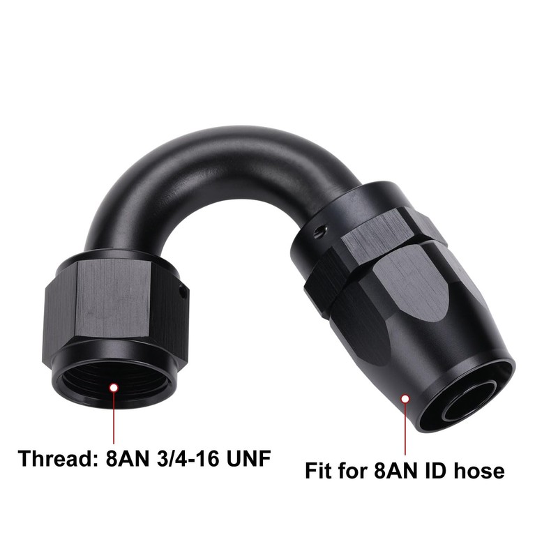 Podavelle 8AN 150 Degree Elbow Hose End Fitting Swivel Aluminum
