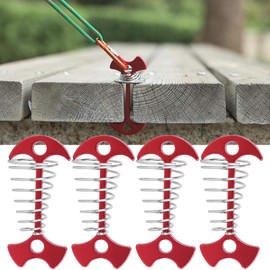 EIMSOAH 4 Pieces Deck Anchor Pegs with Spring Buckle, Aluminium Tent Rope Tensioner, Tent Peg, Spiral Ground Anchor, Camping and Hiking, Suitable for Outdoor Use
