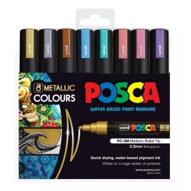 Posca 8 Plumones Tipo Posca Pintura Acrilica Pc-5m Color Metalico