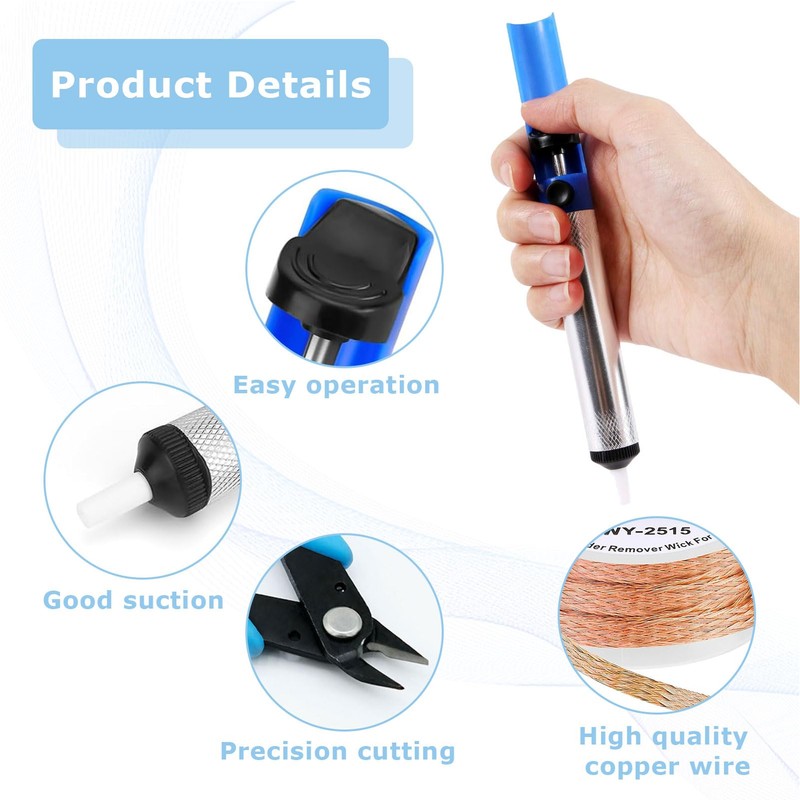 Desoldering Pump, Desoldering Wick, Soldering Accessories, Micro Shear Wire Cutter,
