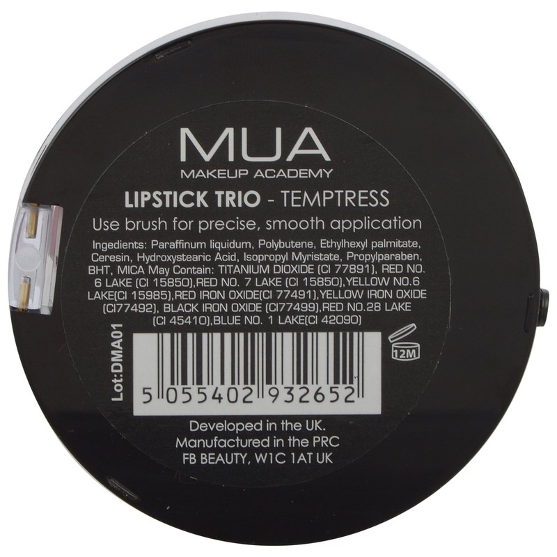 MUA Lip Trio Lip Stick Palette, Temptress