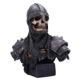 Nemesis Now Into The Knight Bust 19 cm, Resin Silver, Skeleton Knight's Bust, Medieval Bust, Medieval History Statue, Cast in the Finest Resin, Expertly Hand Painted