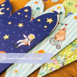 Papierdrachen School Cones Set of 3 Printed with Glitter Stickers - Boys - Set of 3