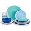 vancasso Bonita Dinnerware Set Blue Stoneware 12 Pieces Service for