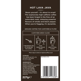 Taylors of Harrogate Hot Lava Java Ground Coffee, 227g (Pack of 3)