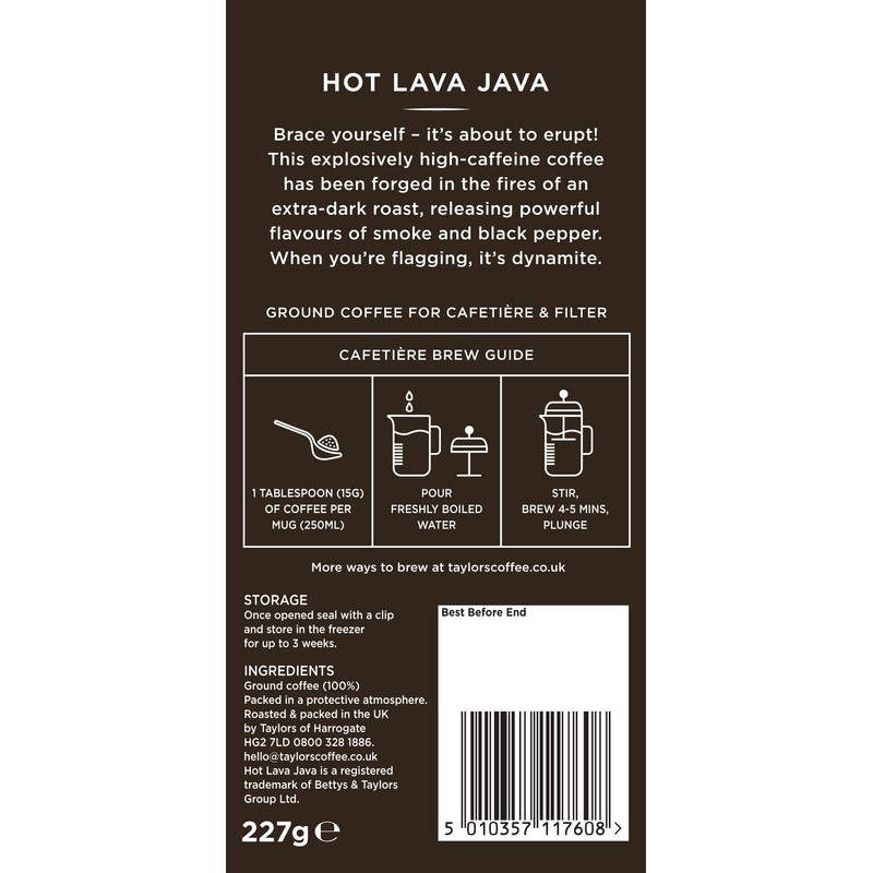 Taylors of Harrogate Hot Lava Java Ground Coffee, 227g (Pack
